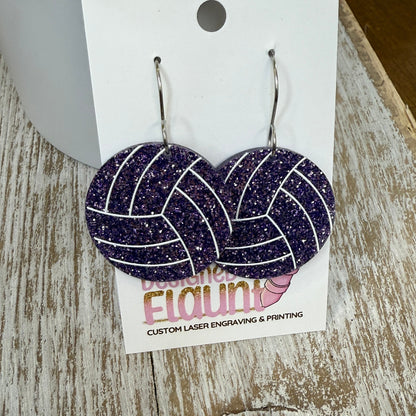 Bump, Set, Sparkle! UV Printed Volleyball Dangles