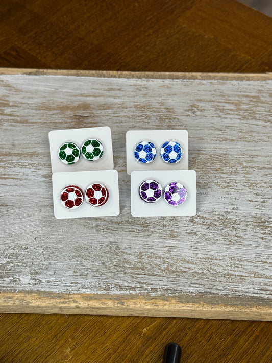 UV Printed Soccer Acrylic Stud Earrings