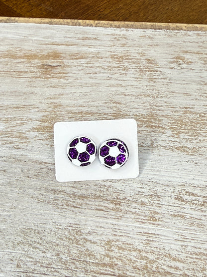 UV Printed Soccer Acrylic Stud Earrings