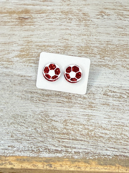 UV Printed Soccer Acrylic Stud Earrings