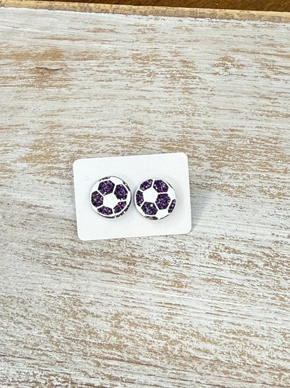 UV Printed Soccer Acrylic Stud Earrings