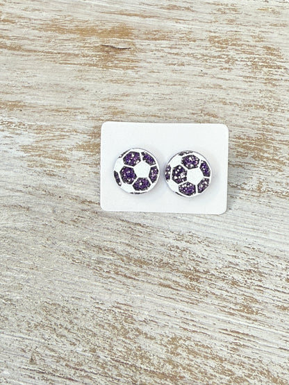 UV Printed Soccer Acrylic Stud Earrings