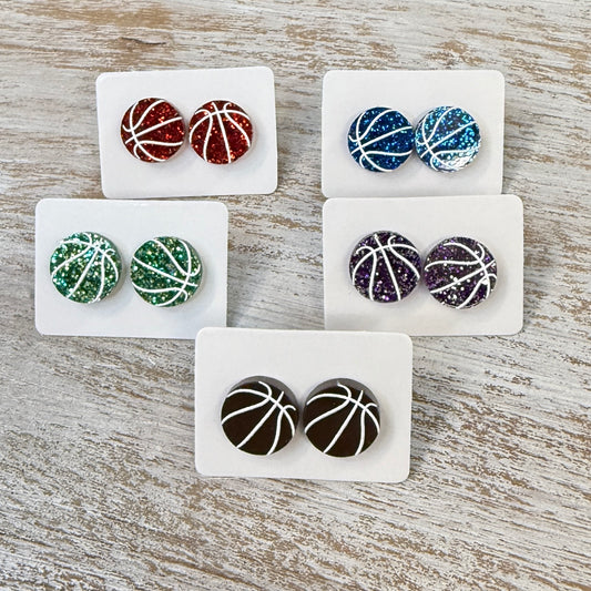 UV Printed Basketball Acrylic Stud Earrings