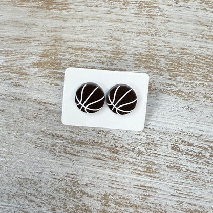 UV Printed Basketball Acrylic Stud Earrings