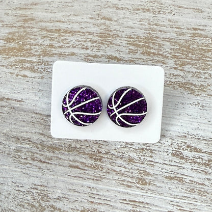 UV Printed Basketball Acrylic Stud Earrings