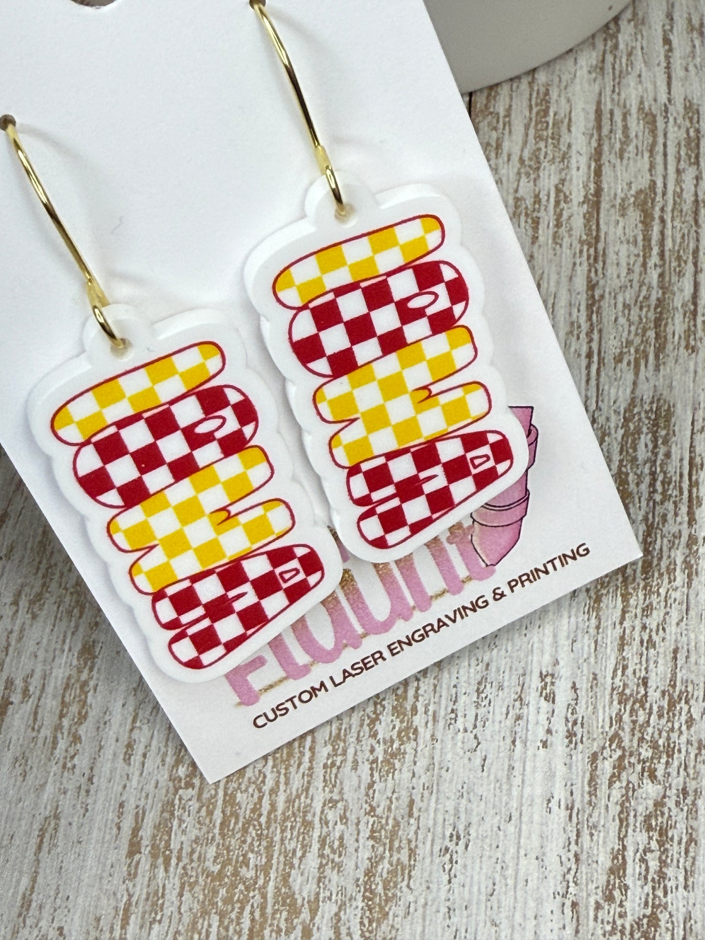 UV Printed Retro Iowa Acrylic Dangle Earrings (Multiple Color Options)