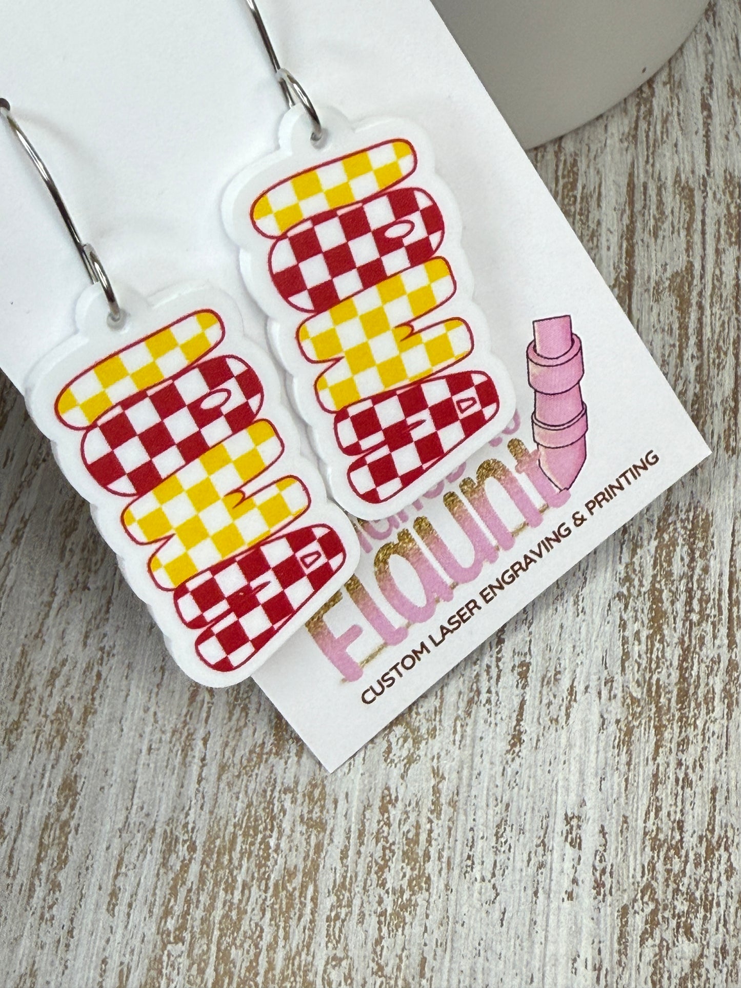 UV Printed Retro Iowa Acrylic Dangle Earrings (Multiple Color Options)