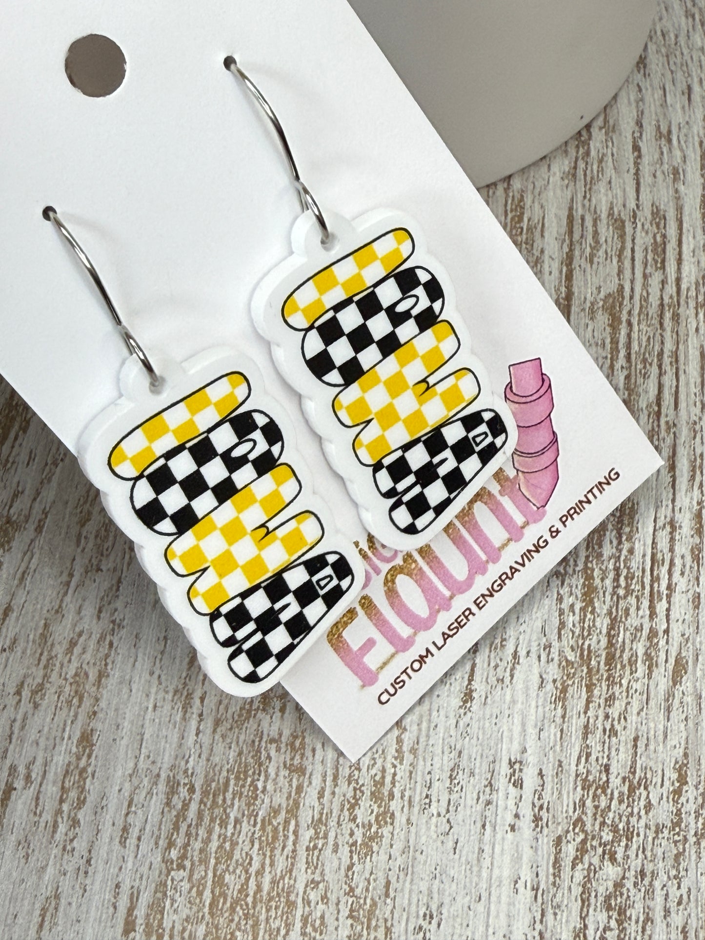UV Printed Retro Iowa Acrylic Dangle Earrings (Multiple Color Options)