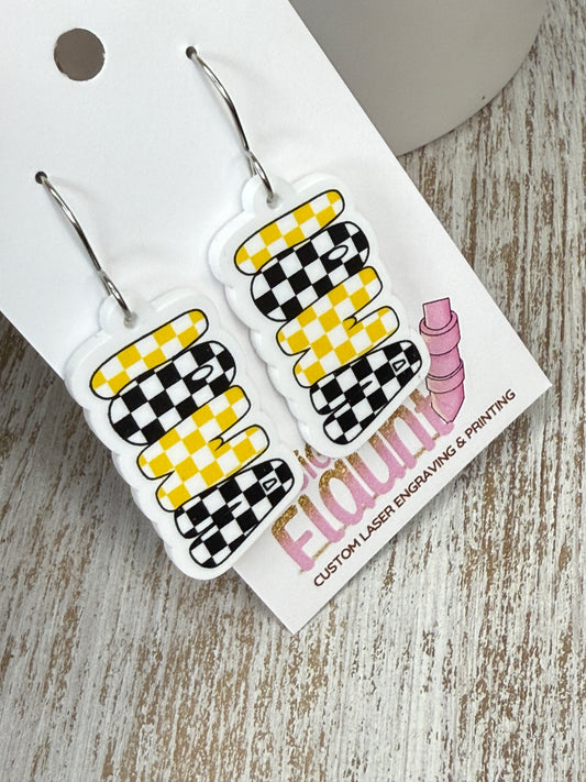 UV Printed Retro Iowa Acrylic Dangle Earrings (Multiple Color Options)