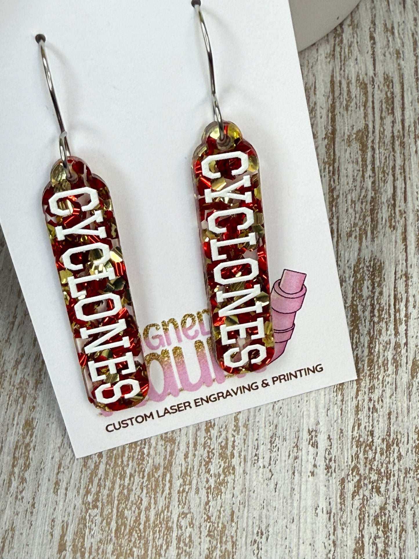 UV Printed Glitter Cyclones Acrylic Dangle Earrings
