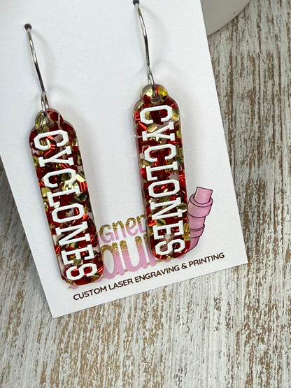 UV Printed Glitter Cyclones Acrylic Dangle Earrings