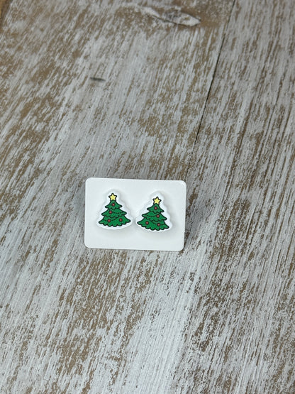 UV Printed Special Spruce Acrylic Stud Earrings