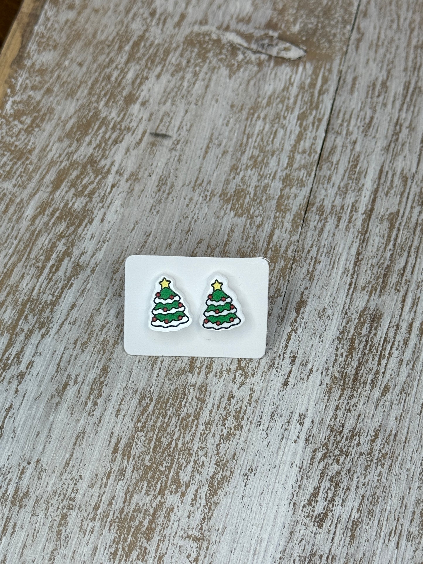 UV Printed Holiday Tree Acrylic Stud Earrings