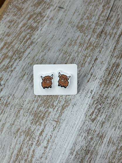 UV Printed Mini Highlanders Acrylic Stud Earrings
