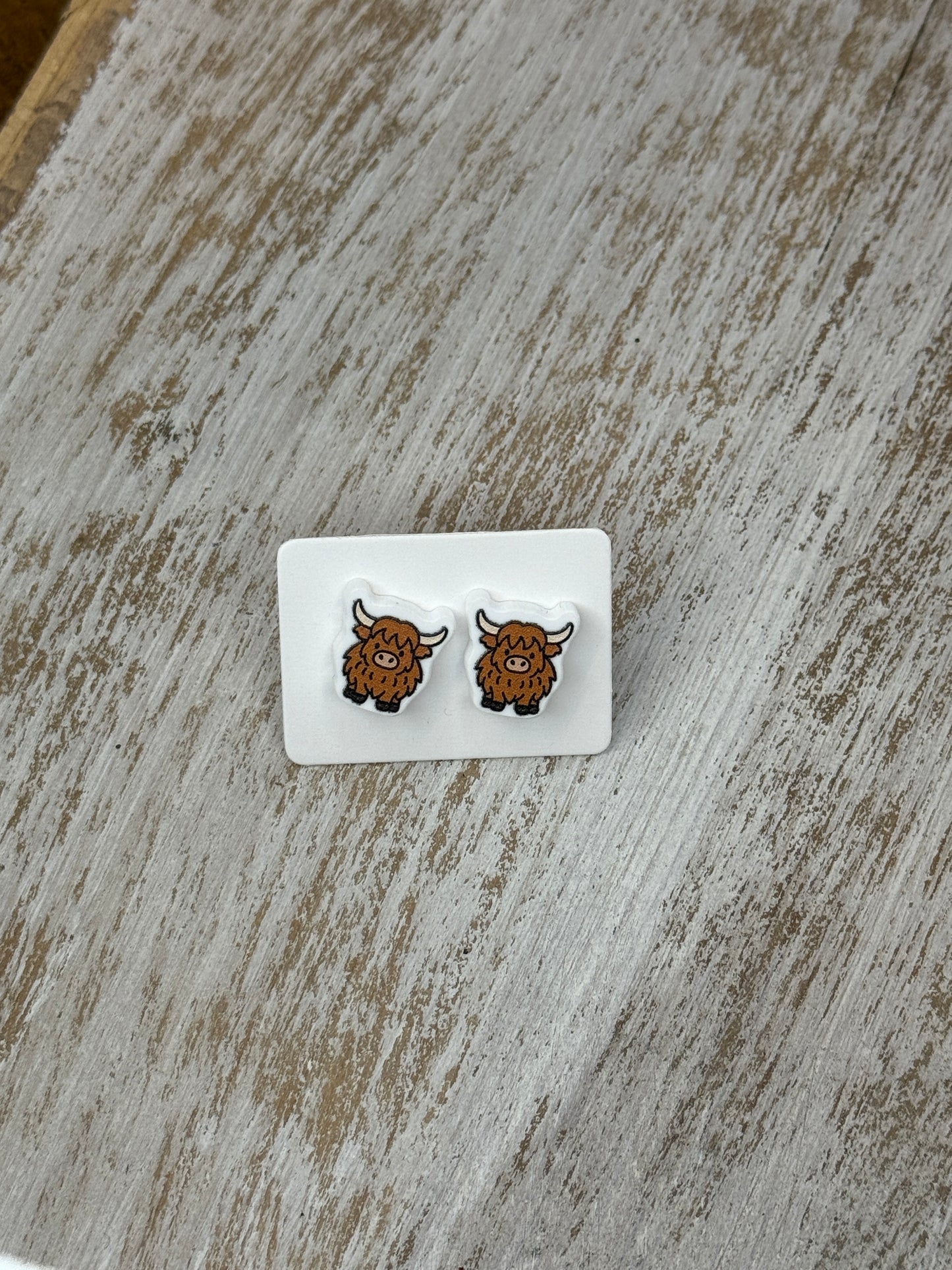 UV Printed Mini Highlanders Acrylic Stud Earrings