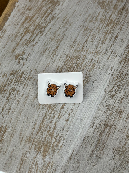 UV Printed Mini Highlanders Acrylic Stud Earrings