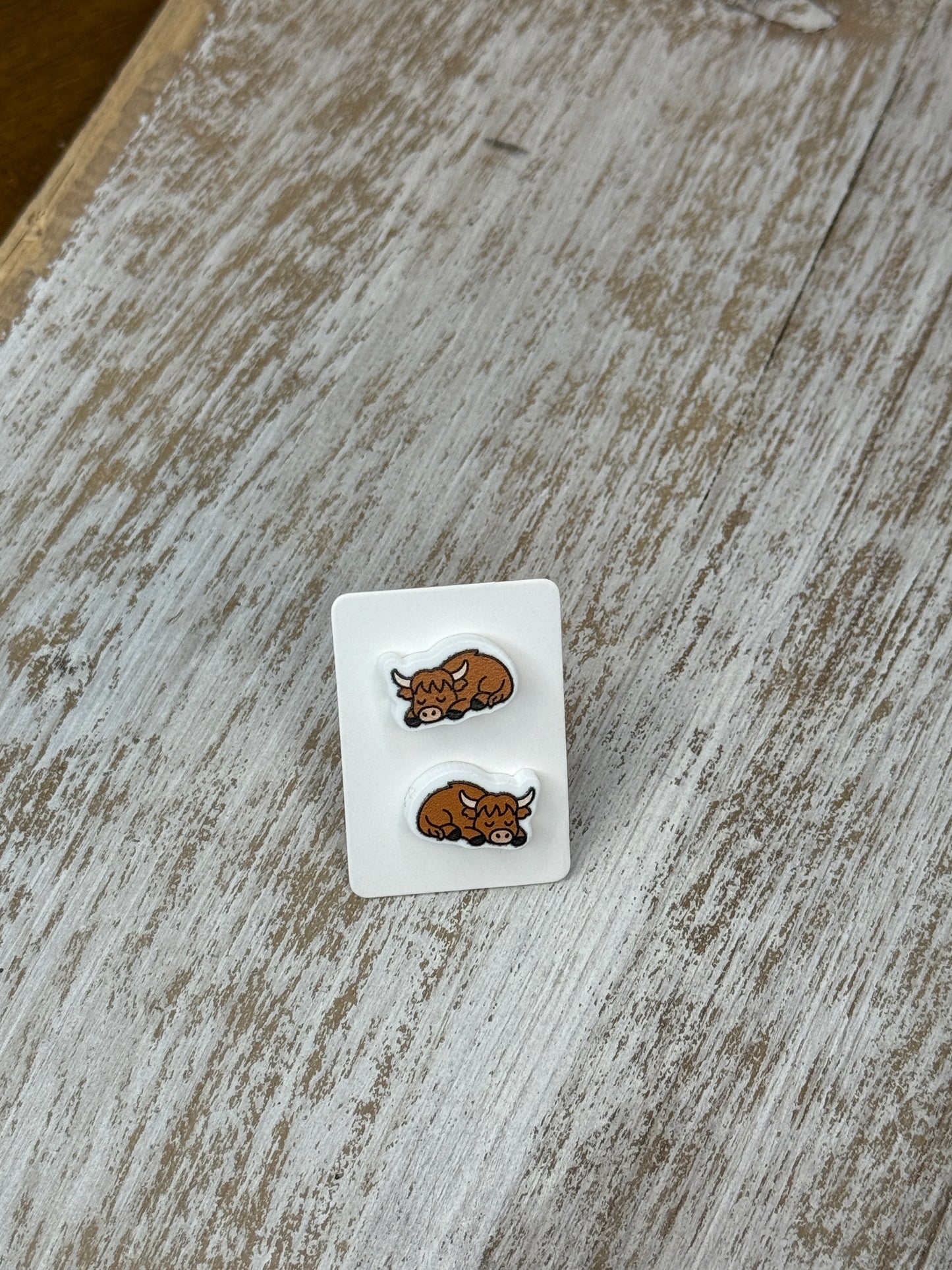 UV Printed Snoozy Cows Acrylic Stud Earrings