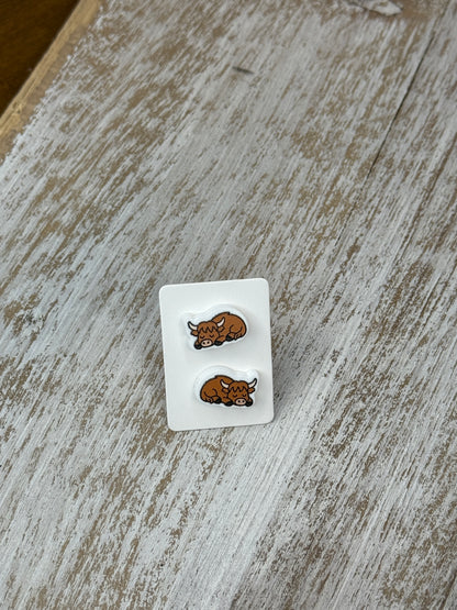 UV Printed Snoozy Cows Acrylic Stud Earrings