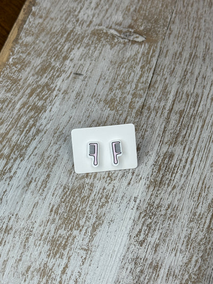 UV Printed Tease Me Comb Acrylic Stud Earrings