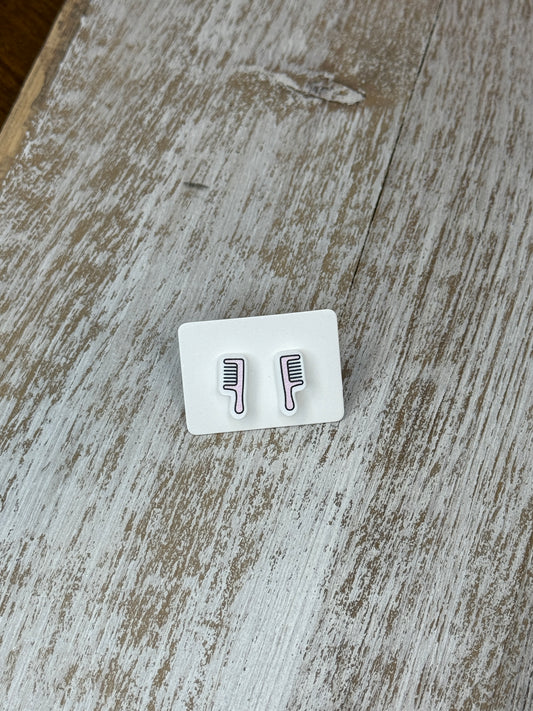 UV Printed Tease Me Comb Acrylic Stud Earrings