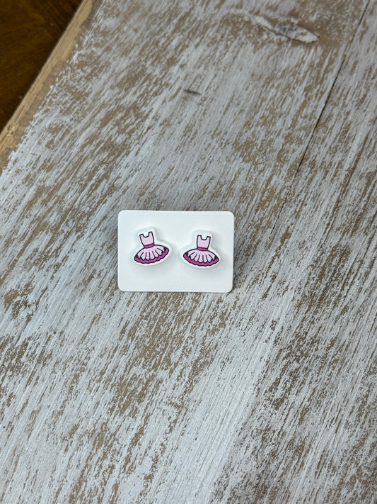 UV Printed Tutu Time Acrylic Stud Earrings