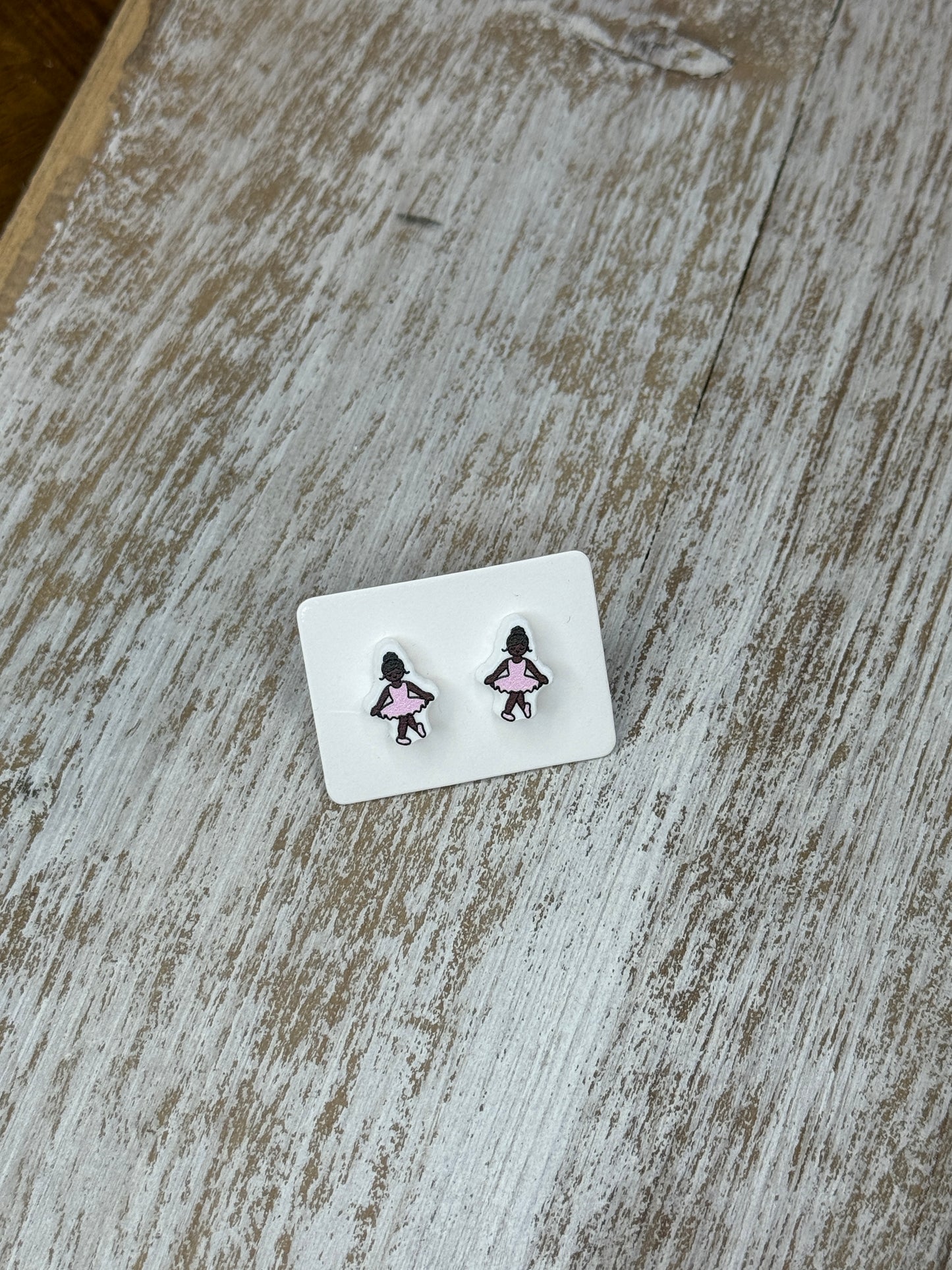 UV Printed Dainty Ballerina Acrylic Stud Earrings