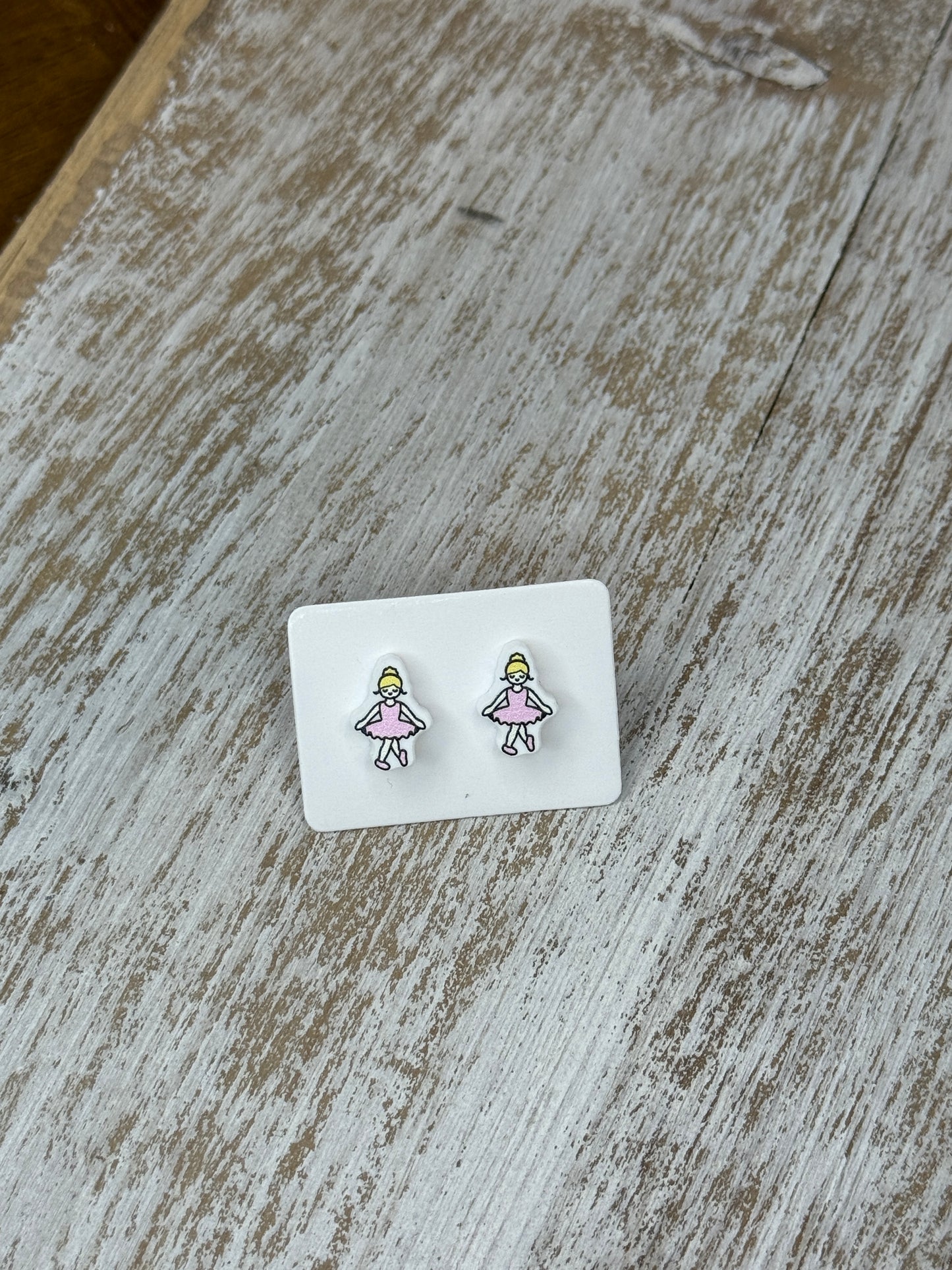 UV Printed Dainty Ballerina Acrylic Stud Earrings