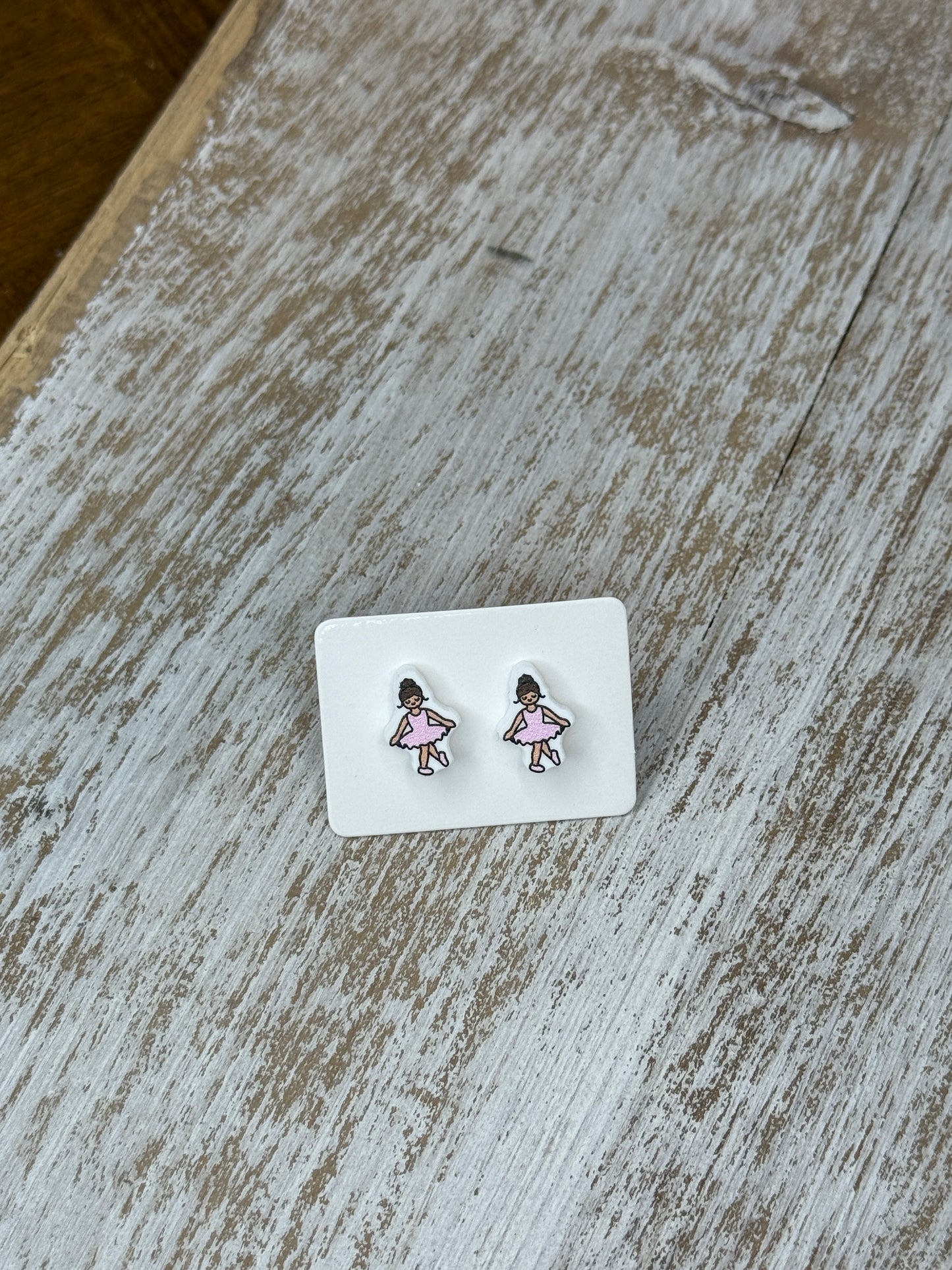 UV Printed Dainty Ballerina Acrylic Stud Earrings