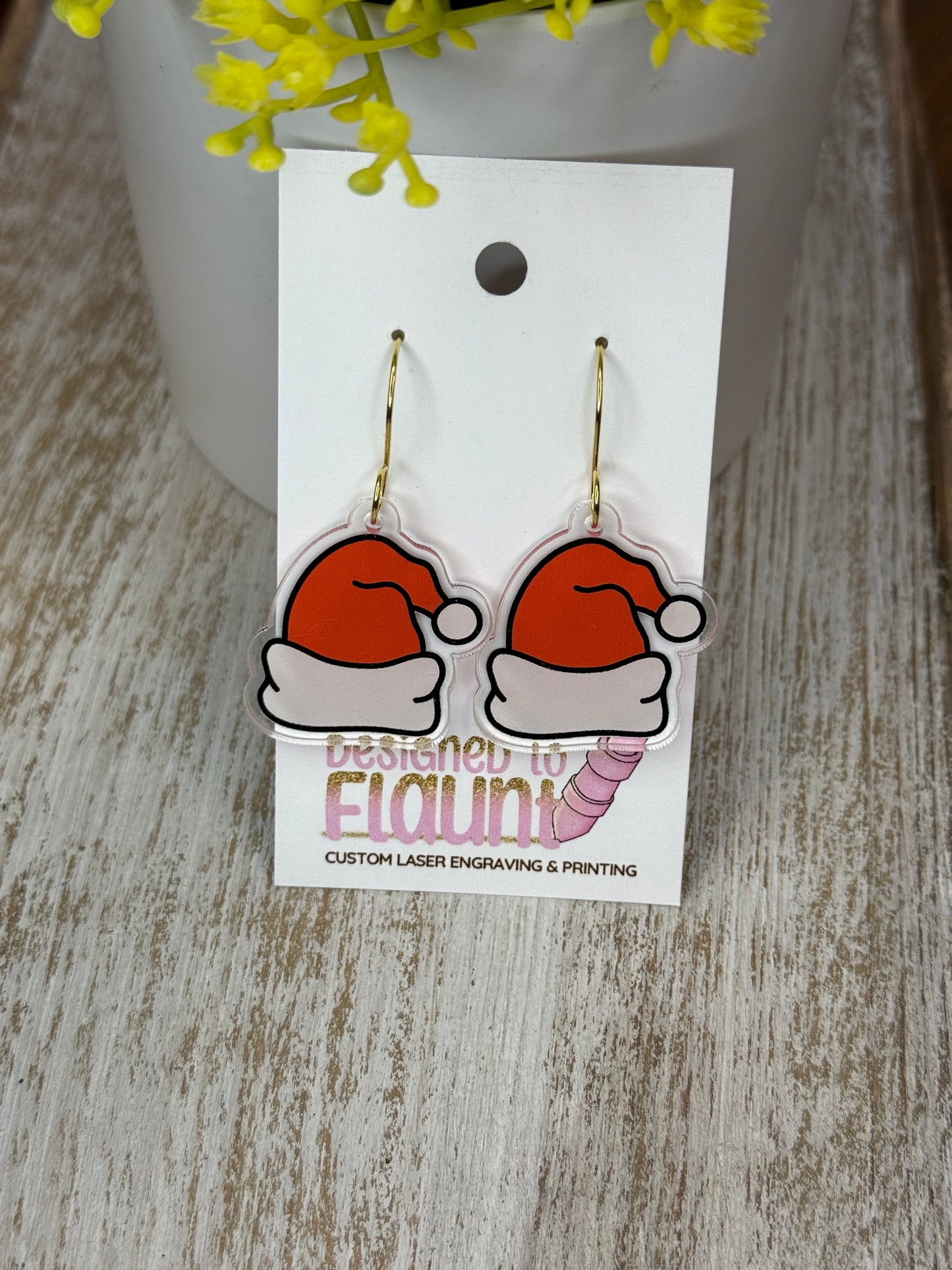 UV Printed Santa Topper Acrylic Dangle Earrings