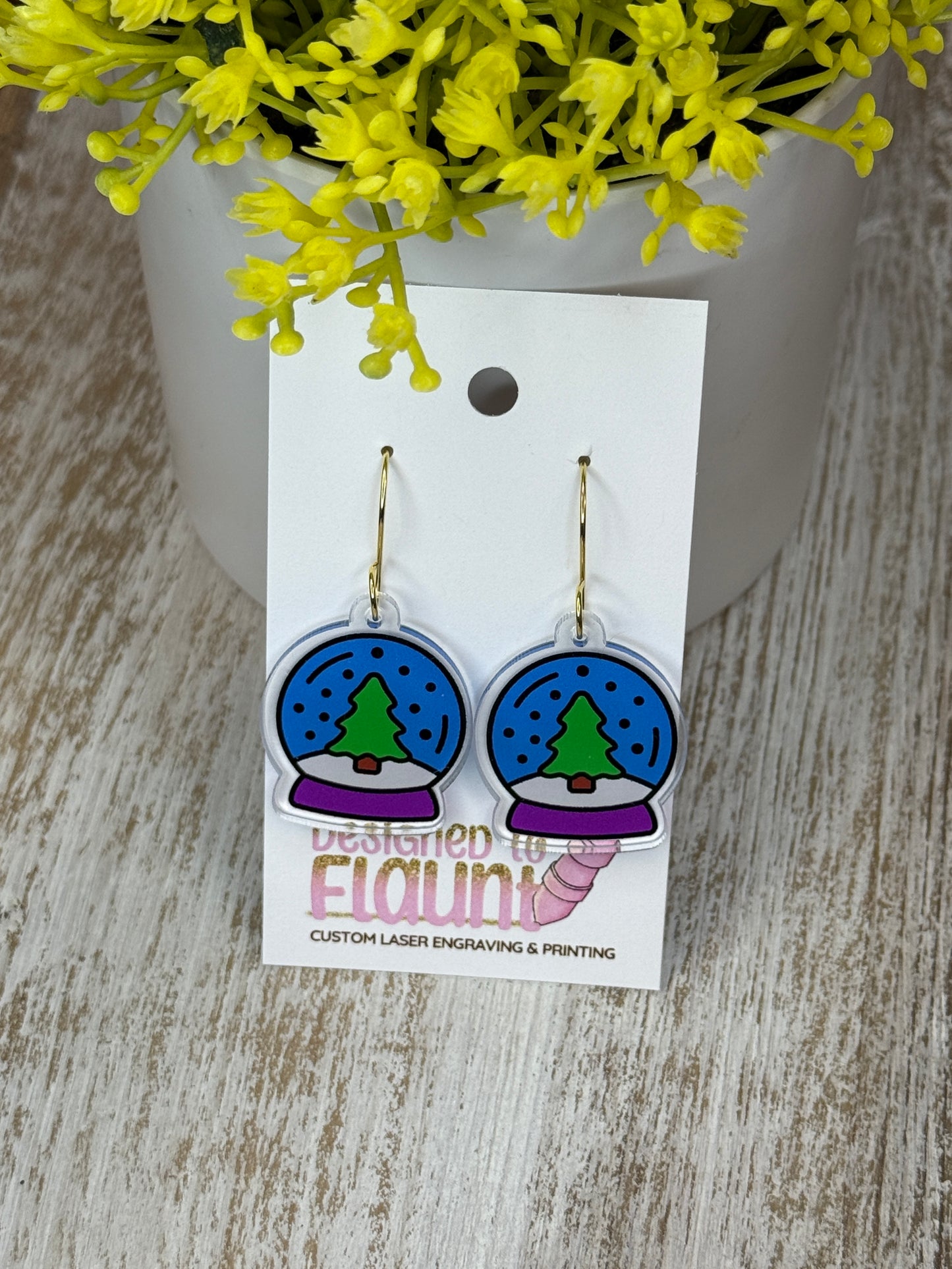 UV Printed Frosty Wonderland Globes Acrylic Dangle Earrings