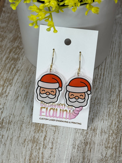 UV Printed Mr. Claus Acrylic Dangle Earrings