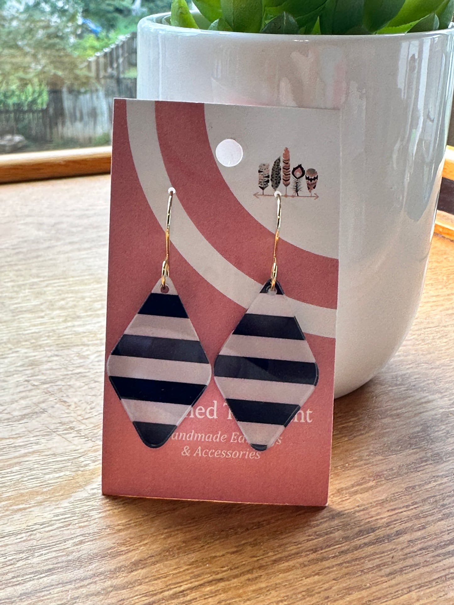 Navy Stripes Dangle Earrings