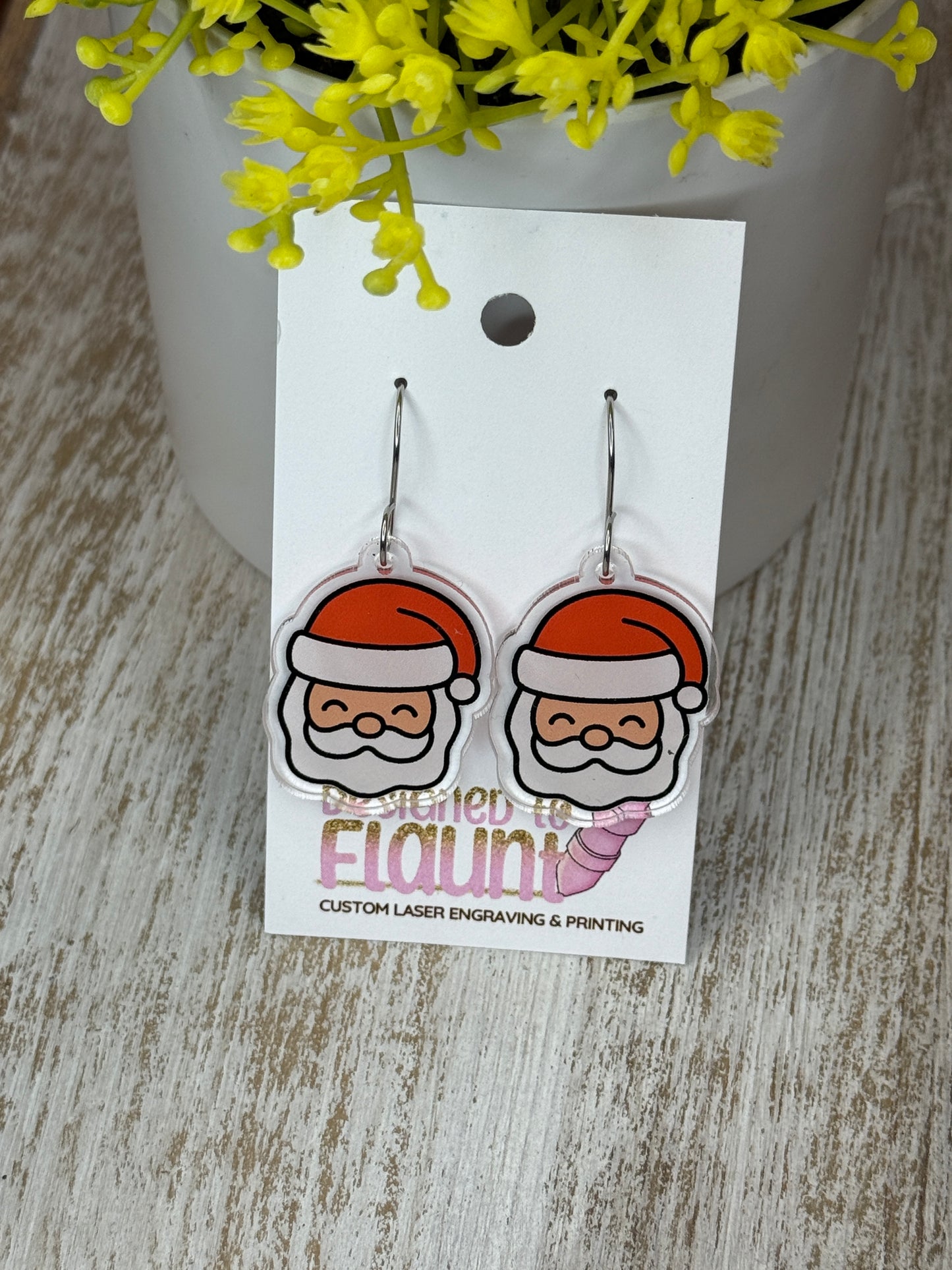 UV Printed Mr. Claus Acrylic Dangle Earrings