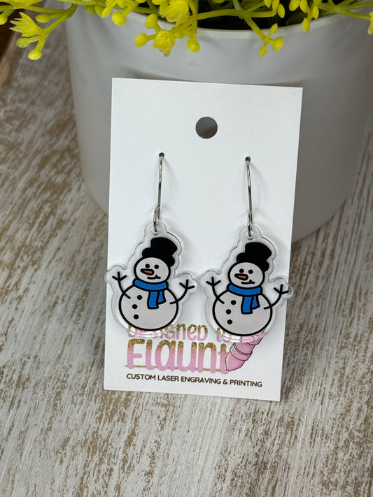 UV Printed Frosty Friend Acrylic Dangle Earrings