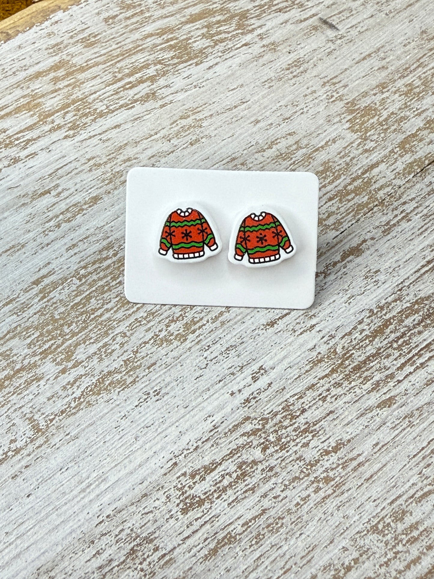 UV Printed Cozy Knit Acrylic Stud Earrings