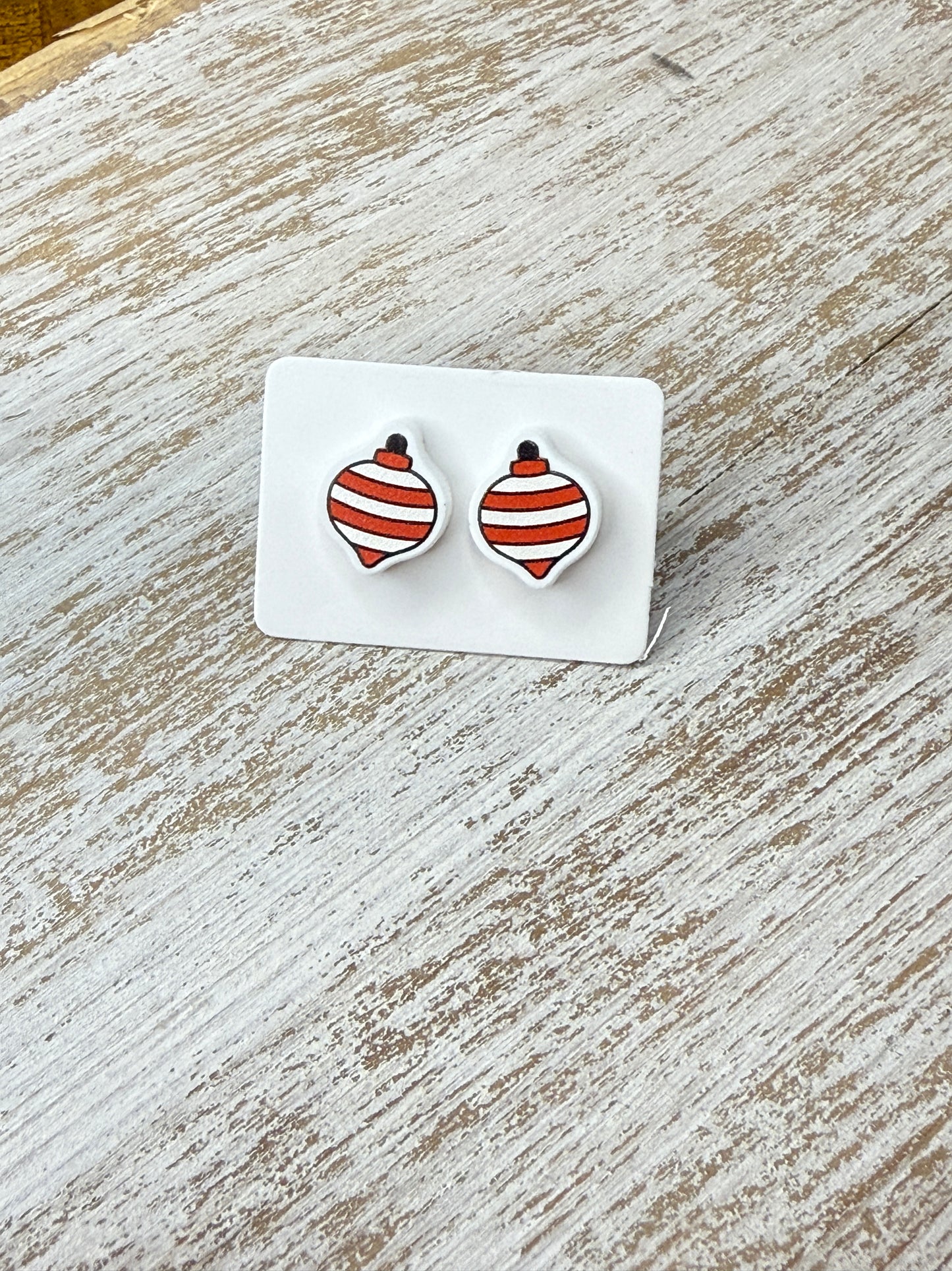 UV Printed Peppermint Ornament Acrylic Stud Earrings