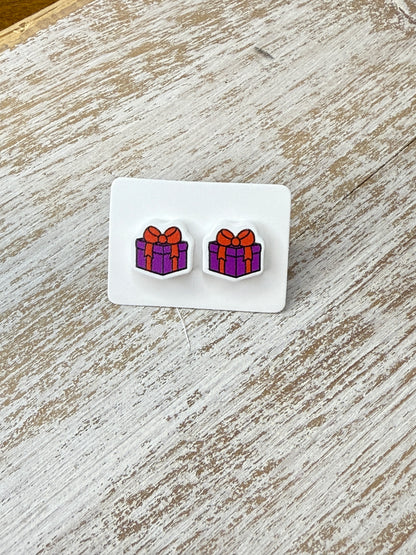 UV Printed Holiday Surprise Acrylic Stud Earrings