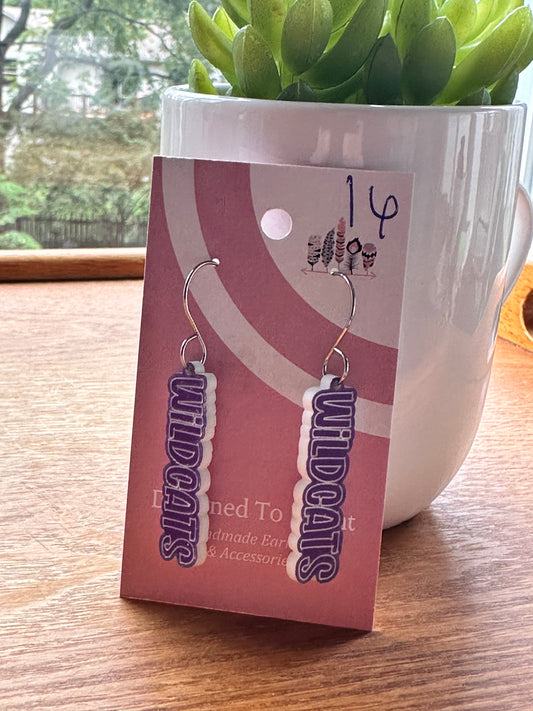 Wildcats Block Acrylic Dangle Earrings
