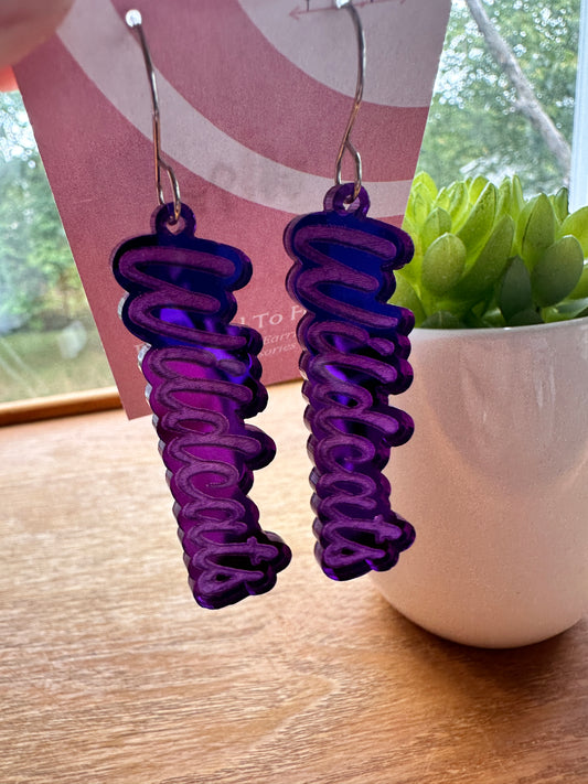 Wildcats Purple Mirror Acrylic Dangle Earrings