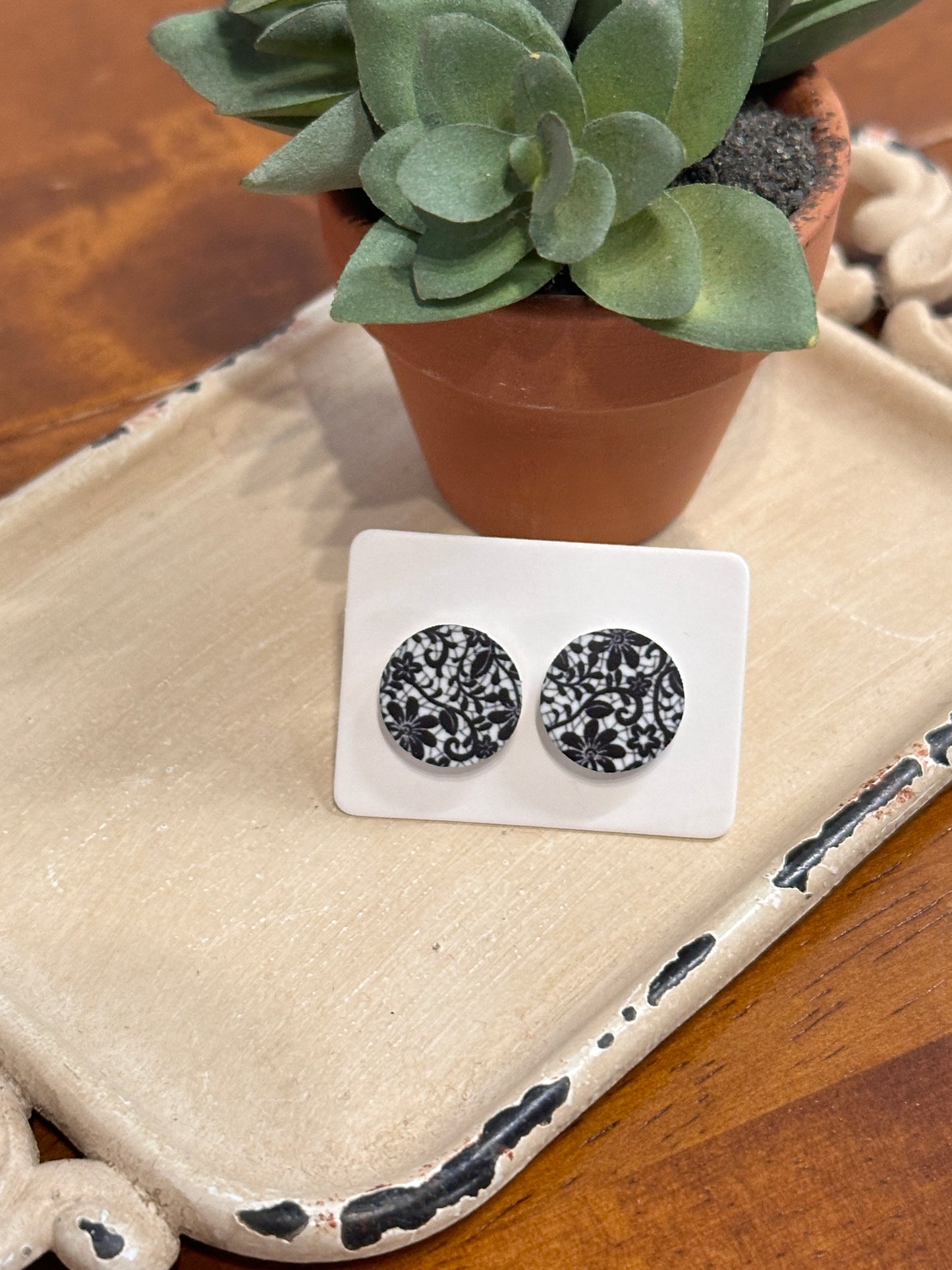 Sublimation Floral Lace Acrylic Stud Earrings