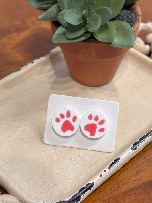 Sublimation Pink Paw Print Acrylic Stud Earrings