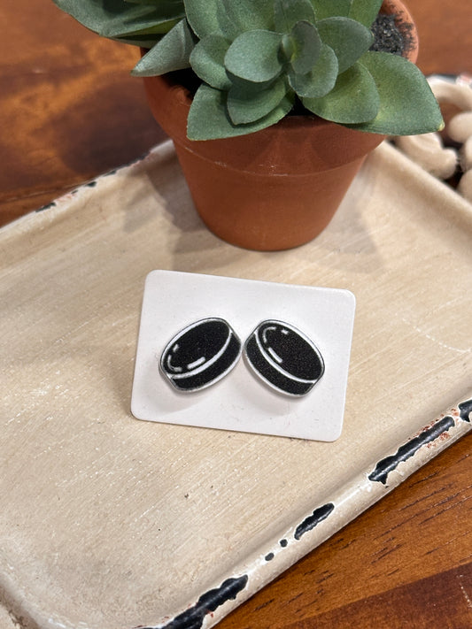 Sublimation Hockey Pucks Acrylic Stud Earrings
