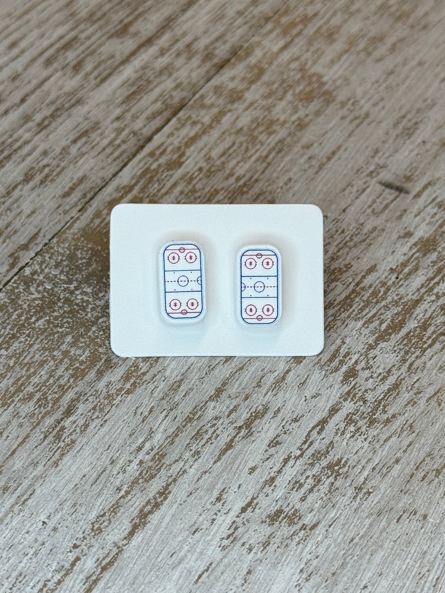 UV Printed Hockey Rink Stud Earrings