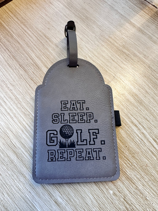 Hollow Font Eat Sleep Golf Bag Tag