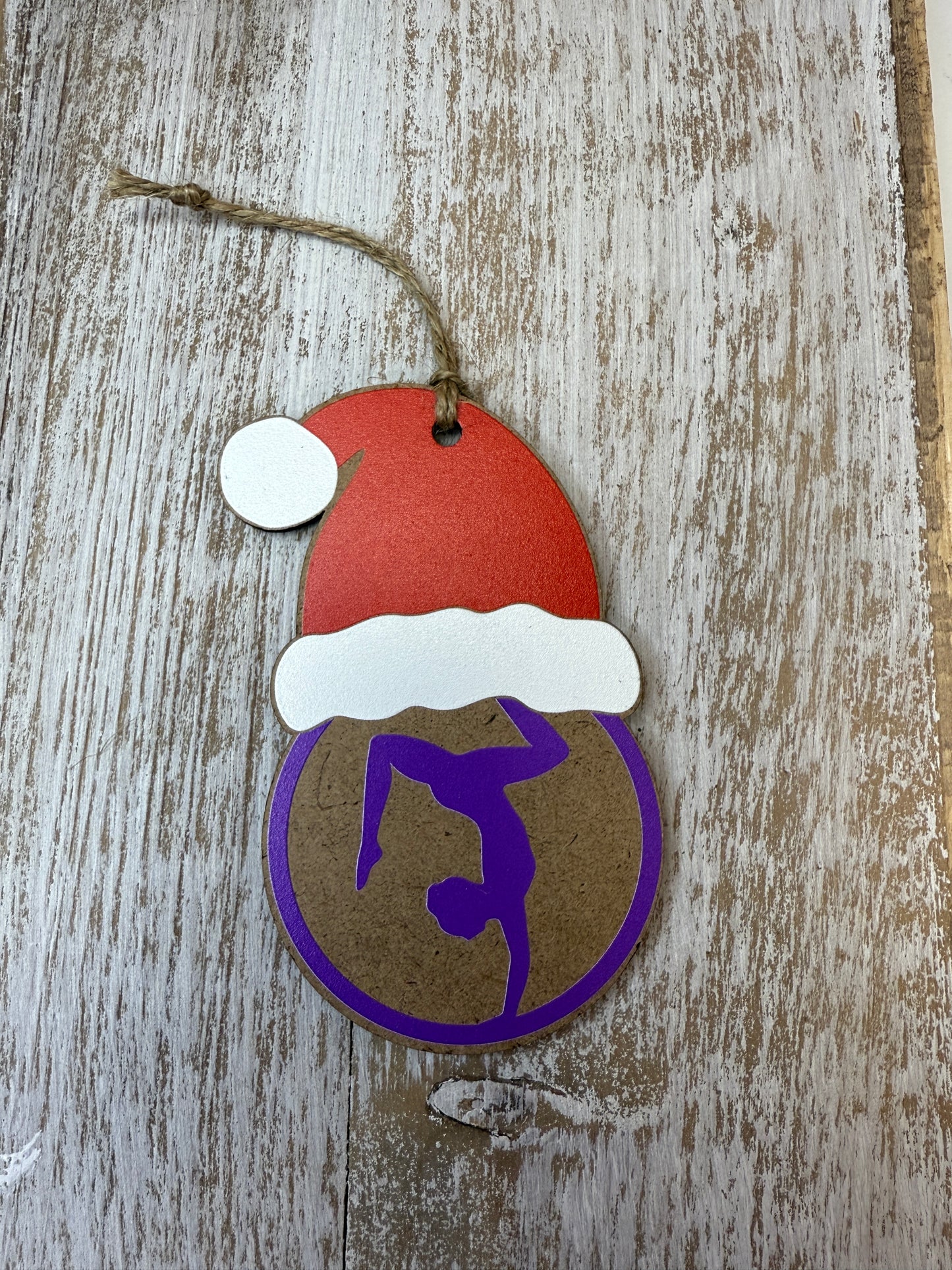 UV Printed Santa's Gymnast Personalized Name Ornament