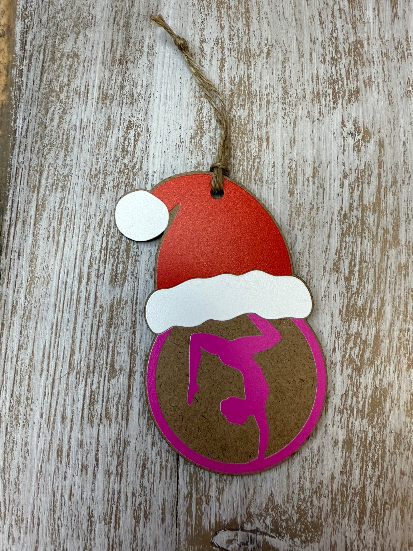 UV Printed Santa's Gymnast Personalized Name Ornament