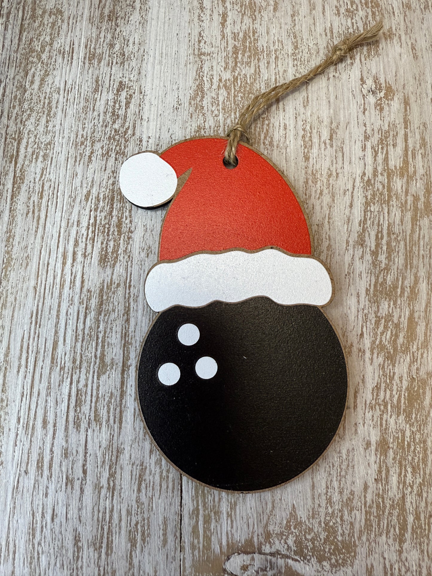 UV Printed Santa's Bowler Personalized Name Ornament