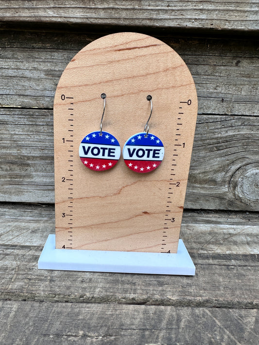 Sublimated Vote Acrylic Dangle Earrings