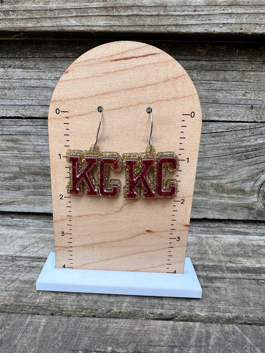 Double Stacked KC Chiefs-Inspired Acrylic Dangle Earrings