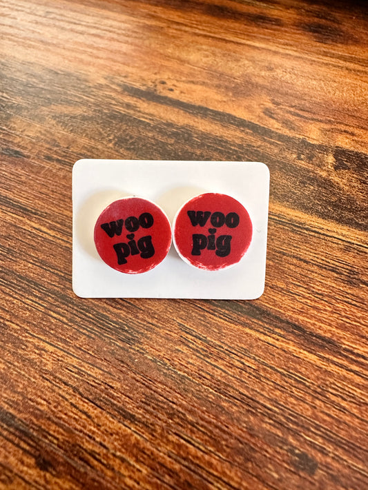 Sublimated Woo Pig Acrylic Stud Earrings